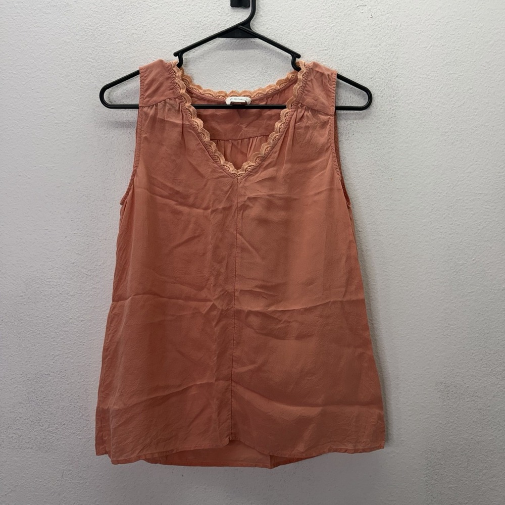 Sundance Lace Trim Tank Top 100% Silk S Boho Fairy Feminine Coquette Y2K Dainty